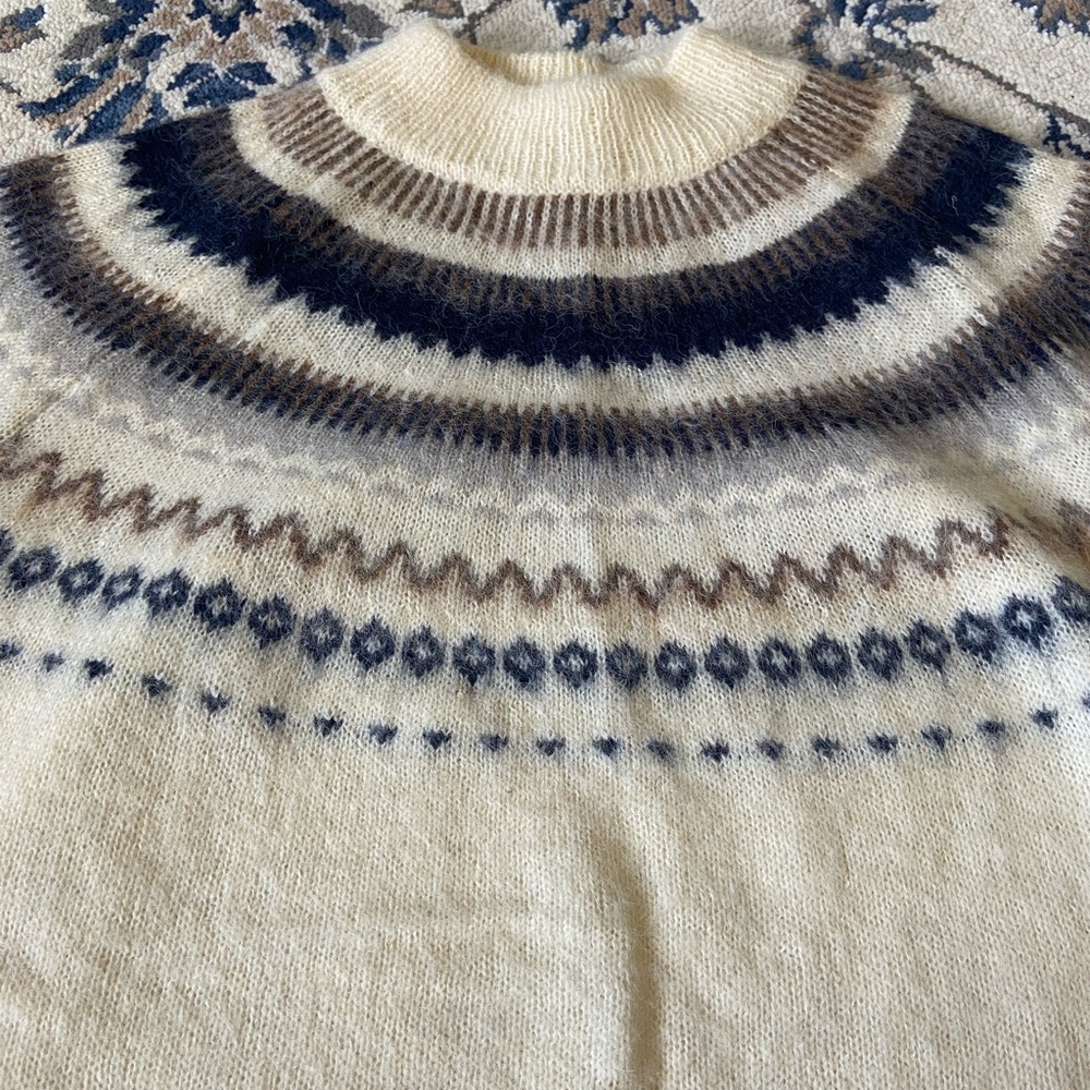 J Crew Fair Isle yoke puff-sleeve sweater